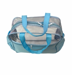 Bolsa / mala MATERNIDADE AZUL TRANSPARENTE E NAILON passeio - Gii Matos Makeup