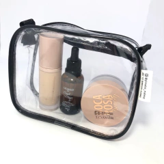 Imagem do Kit com 2 MINI necessaire transparente 15X12 para viagem, maquiagem, esmalte, organizadora, multiuso