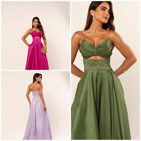 VESTIDO FESTA MFRI TAFETÁ ACETINADO