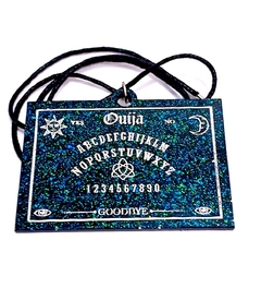 COLAR TABULEIRO OUIJA PRETO COM GLITTER EM RESINA MODELO EXCLUSIVO