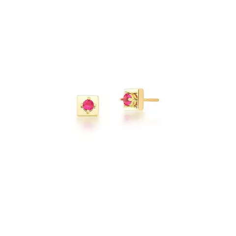 BRINCO QUADRADO COM CRISTAL - ROSA