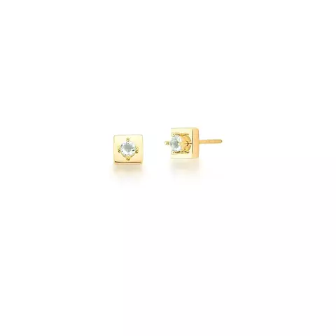 BRINCO QUADRADO COM CRISTAL - AZUL CLARO