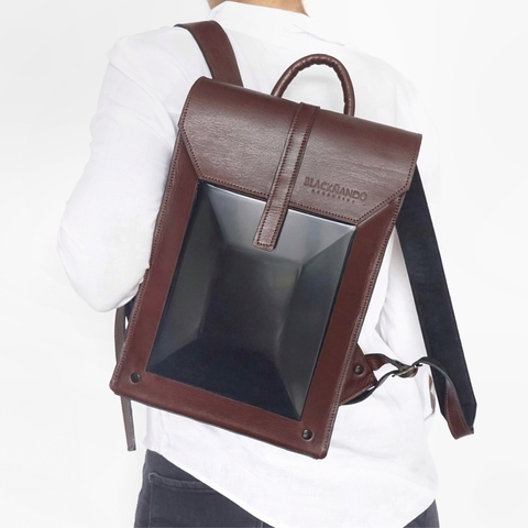PRE ORDER MOCHILA MODELO 9,19 MINI MALBEC Y ALUMINIO NEGRO BRILLO