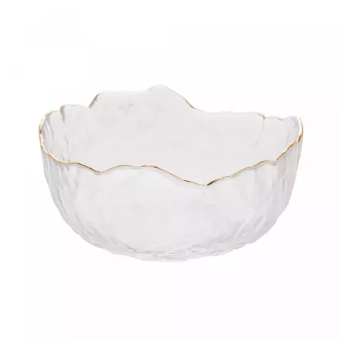 BOWL DE CRISTAL DE CHUMBO MARTELADO C/BORDA DOURADA TAJ
