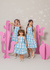 Vestido Xadrez Flor Azul - comprar online