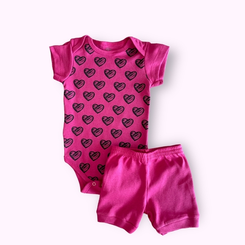 CONJUNTO BODY + BERMUDINHA - CORAÇÕES- KAPPES