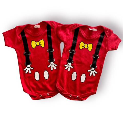 BODY TEMÁTICO MlCKEY SUSPENSÓRIO VERMELHO