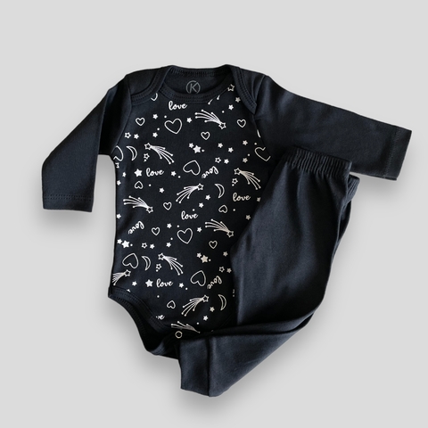 CONJUNTO MANGA LONGA - LOVE PRETO - KAPPES