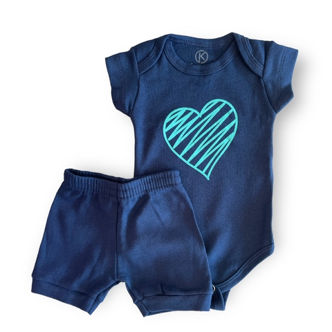 CONJUNTO BODY + BERMUDINHA - CORAÇÃO AZ - KAPPES