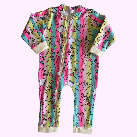 MACACÃO MANGA LONGA COM ZÍPER UNICÓRNIO- KAPPES