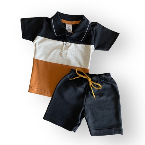 CONJUNTO MANGA CURTA GOLA POLO - MRR/PR - KAPPES