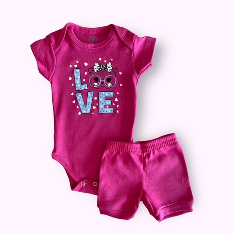 CONJUNTO BODY + BERMUDINHA LOVE PINK - KAPPES