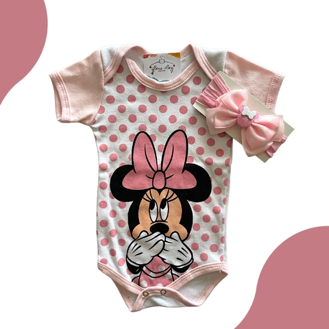 KIT BODY + LAÇO MlNNlE BOLINHA ROSA