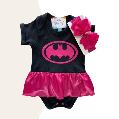 KIT BODY TEMÁTICO + LAÇO BATGIRL