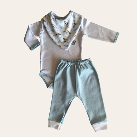 KIT MANGA LONGA 3 PÇ BEBÊ - AVIÃOZINHO BR/AZ