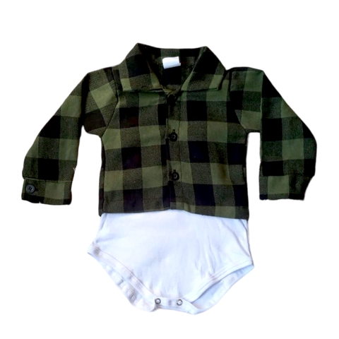 BODY XADREZ PARA BEBÊ- VERDE/PR