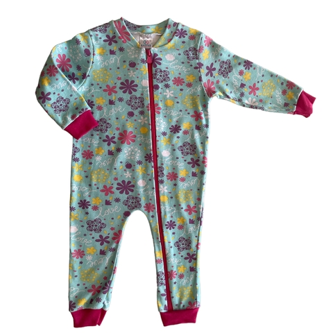 MACACÃO MANGA LONGA COM ZÍPER - FLORES LOVE - KAPPES