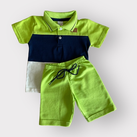 CONJUNTO MANGA CURTA GOLA POLO - VR/AZ - KAPPES
