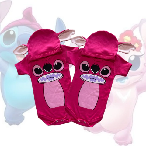 KIT BODY TEMÁTICO + TOUCA - STlCH ROSA
