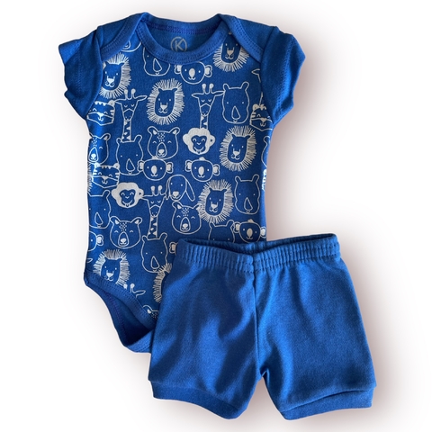 CONJUNTO BODY + BERMUDINHA - SAFARI AZUL - KAPPES