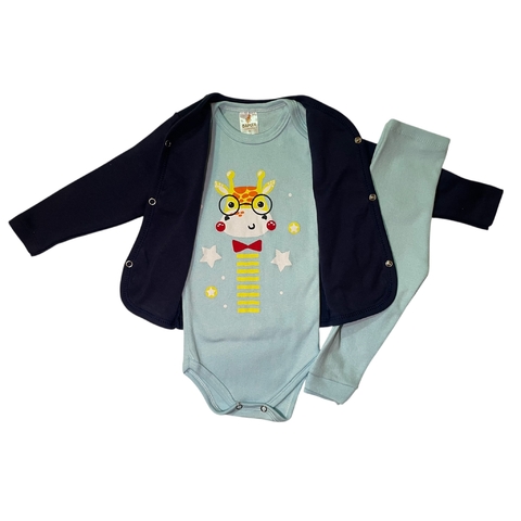 KIT BODY BEBÊ 3 PEÇAS - GIRAFA