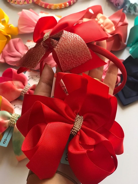 LAÇO DUPLO PARA CABELO - GRANDE - VERMELHO