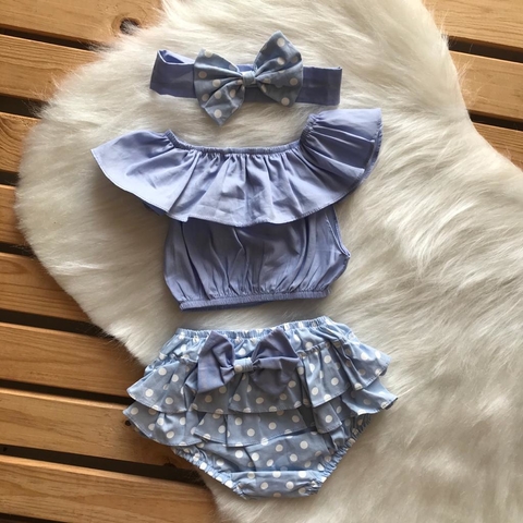 Romper de Bolinha - Azul Claro