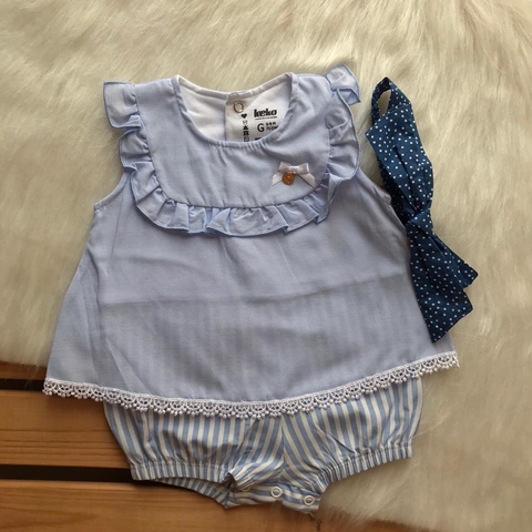 Macacão Bata Listrado Keko + Laço - 2313