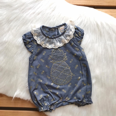 MACACÃO CURTO DIN DON JEANS ABACAXI DOURADO - 13148