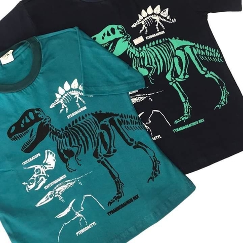 CAMISETA INFANTIL MASCULINA MANGA CURTA - FÓSSEIS T-REX