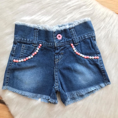 SHORT JEANS INFANTIL DESFIADO - COM APLICAÇÃO