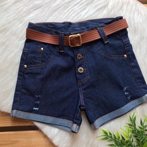 SHORT JEANS FEMININO COM CINTO MARROM