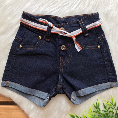 SHORT JEANS FEMININO COM CINTO DE TECIDO