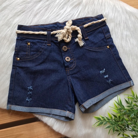 SHORT JEANS FEMININO COM CINTO CORDA