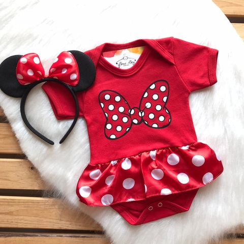 BODY TEMÁTICO MlNNlE COM SAIA E ARQUINHO