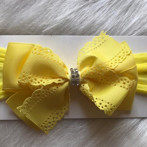 FAIXA PARA CABELO COM LAÇO - AMARELO