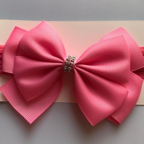 FAIXA PARA CABELO COM LAÇO DUPLO - ROSA