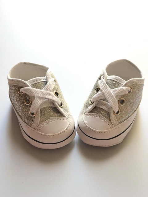 TÊNIS BABY COM BRILHO PRATA