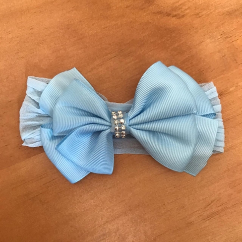 FAIXA PARA CABELO COM LAÇO DUPLO - AZUL CLARO na internet