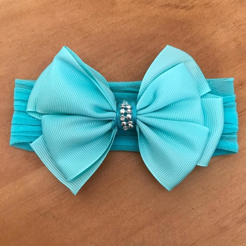 FAIXA PARA CABELO COM LAÇO E APLICAÇÃO - AZUL TIFFANY - comprar online