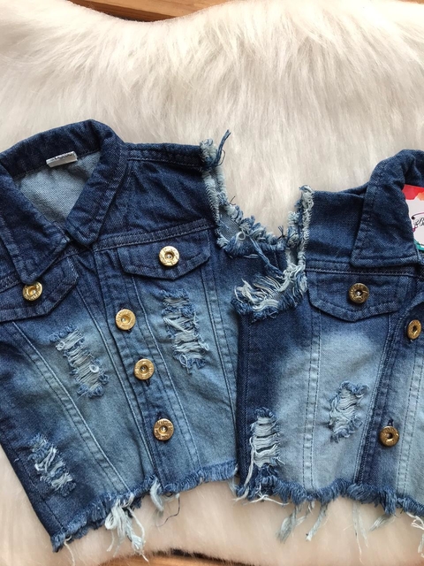 COLETE JEANS INFANTIL FEMININO - RASGADINHO