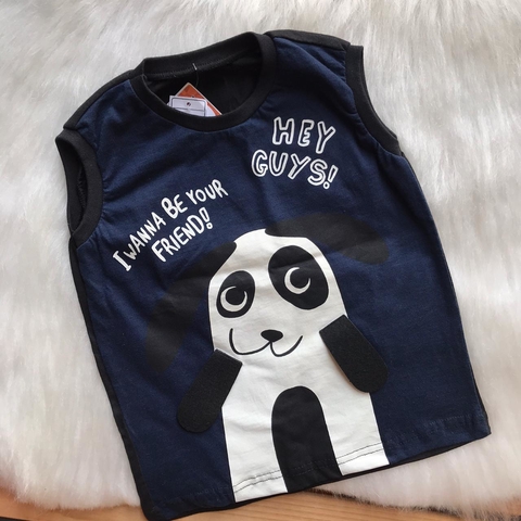 CAMISETA REGATA INFANTIL COM ESTAMPA INTERATIVA MASCULINA - HEY GUYS