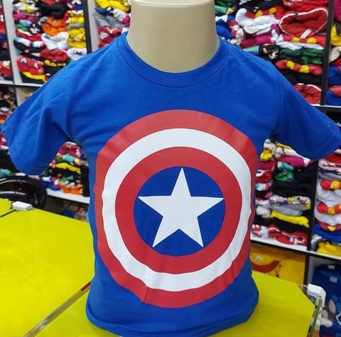 CAMISETA TEMÁTICA INFANTIL MANGA CURTA - CAPITÃO AMÉRICA