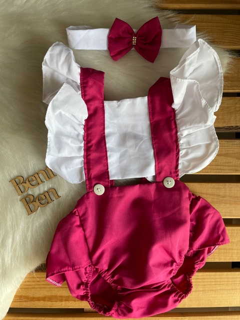 ROMPER BRANCO & ROSA