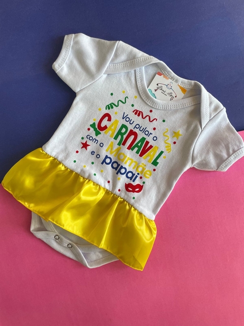 BODY TEMÁTICO CARNAVAL COM SAIA - AMARELO