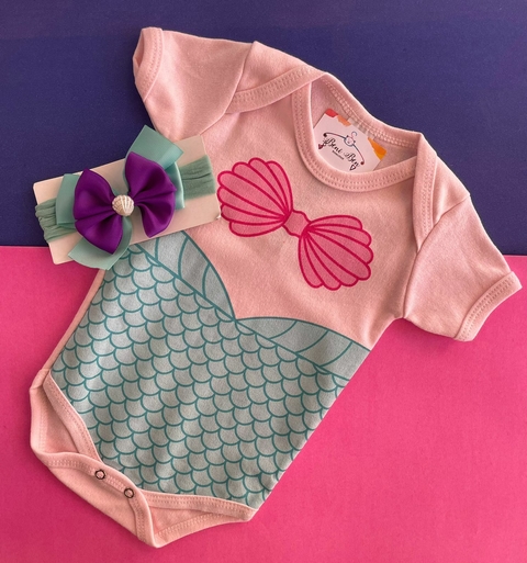 BODY TEMÁTICO + LAÇO PEQUENA SEREIA