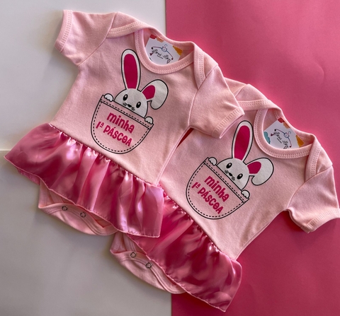 BODY PARA BEBÊ PÁSCOA - ROSA