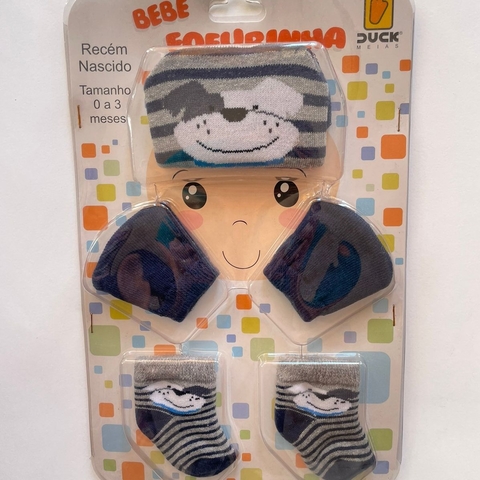 KIT TOUCA + MEIA + MEIA - CACHORRINHO