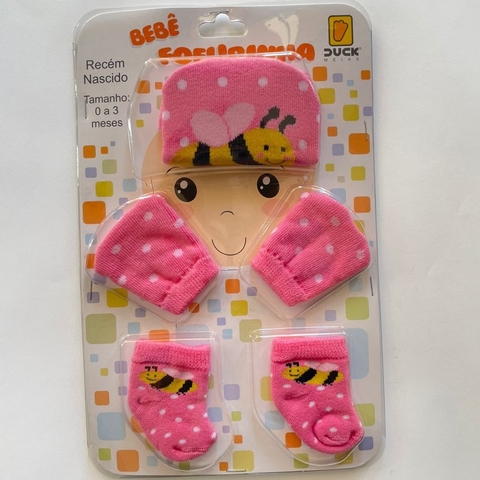 KIT TOUCA + MEIA + LUVA - ABELHA