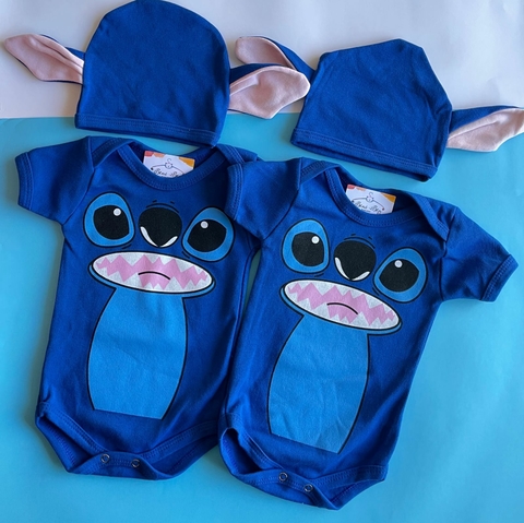 KIT BODY TEMÁTICO + TOUCA - STlCH AZUL